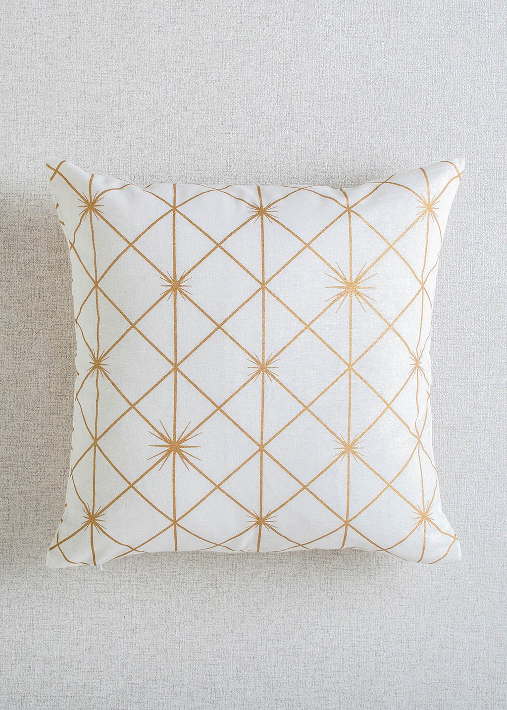 Stardust geometric metallic Prints 100% cotton cushion cover for sofa - White