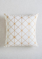Stardust geometric metallic Prints 100% cotton cushion cover for sofa - White