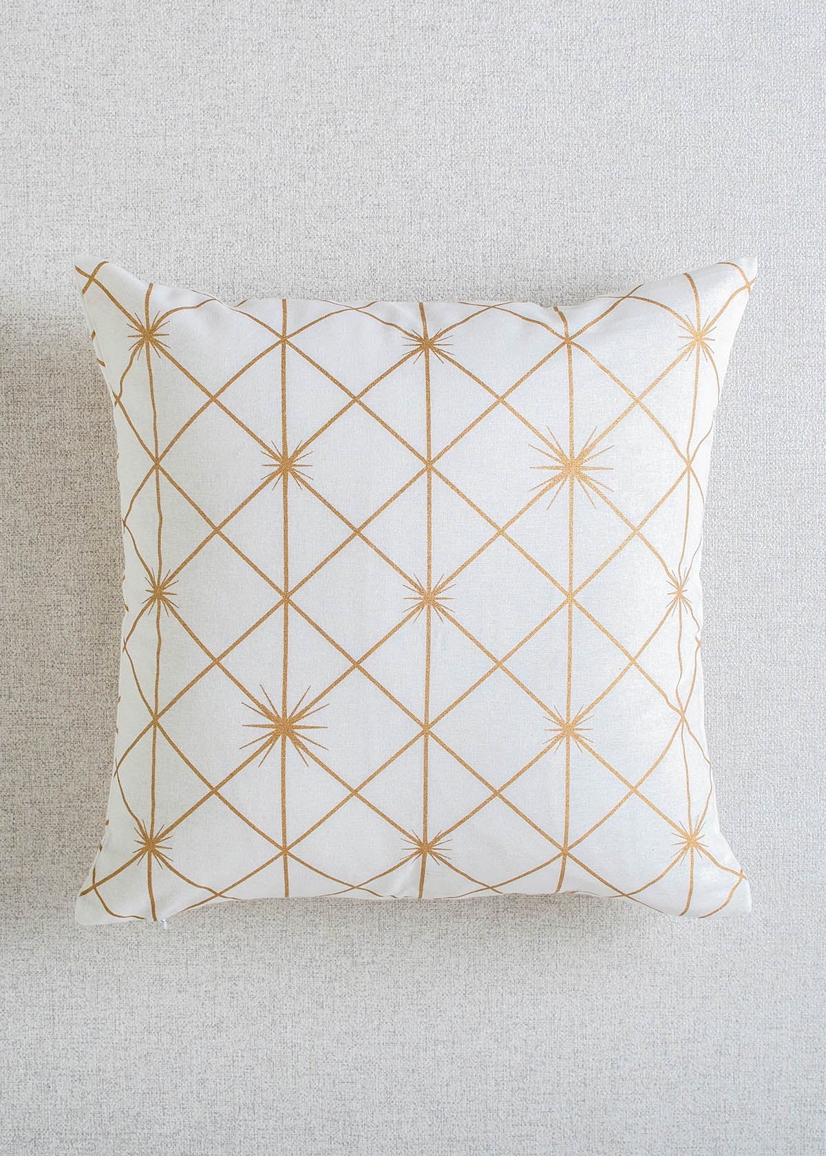 Stardust geometric metallic Prints 100% cotton cushion cover for sofa - White