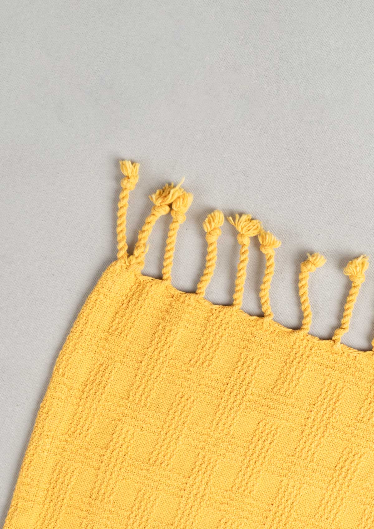 Yarn dyed and woven 100% cotton Textured Solid Throw - Mustard