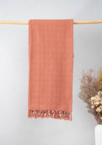 Yarn dyed and woven 100% cotton Textured Solid Throw - Rust