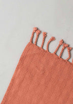 Yarn dyed and woven 100% cotton Textured Solid Throw - Rust