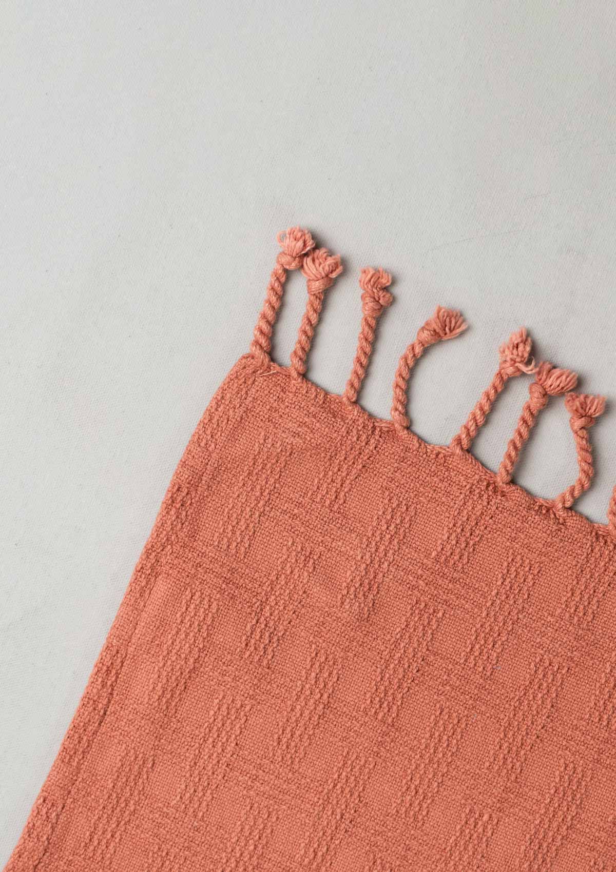 Yarn dyed and woven 100% cotton Textured Solid Throw - Rust