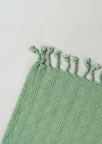 Yarn dyed and woven 100% cotton Textured Solid Throw - Sage Green