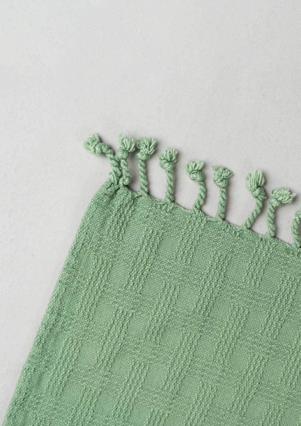 Yarn dyed and woven 100% cotton Textured Solid Throw - Sage Green