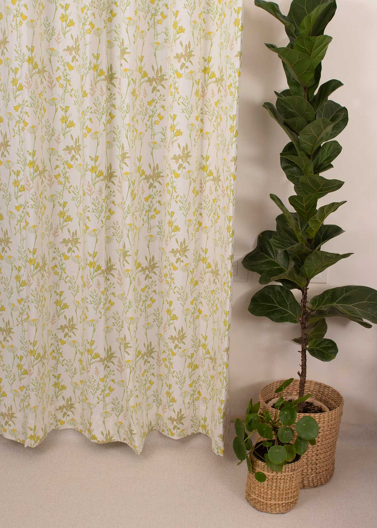Tulip Garden floral printed 100% cotton curtain for kids room, living room & bed room - Room darkening - Single Panel
