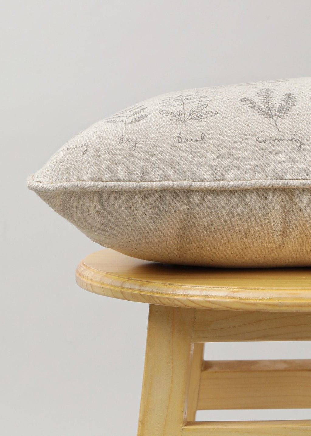 Vintage Herbs floral prints with lace Linen cotton cushion cover for sofa - Beige