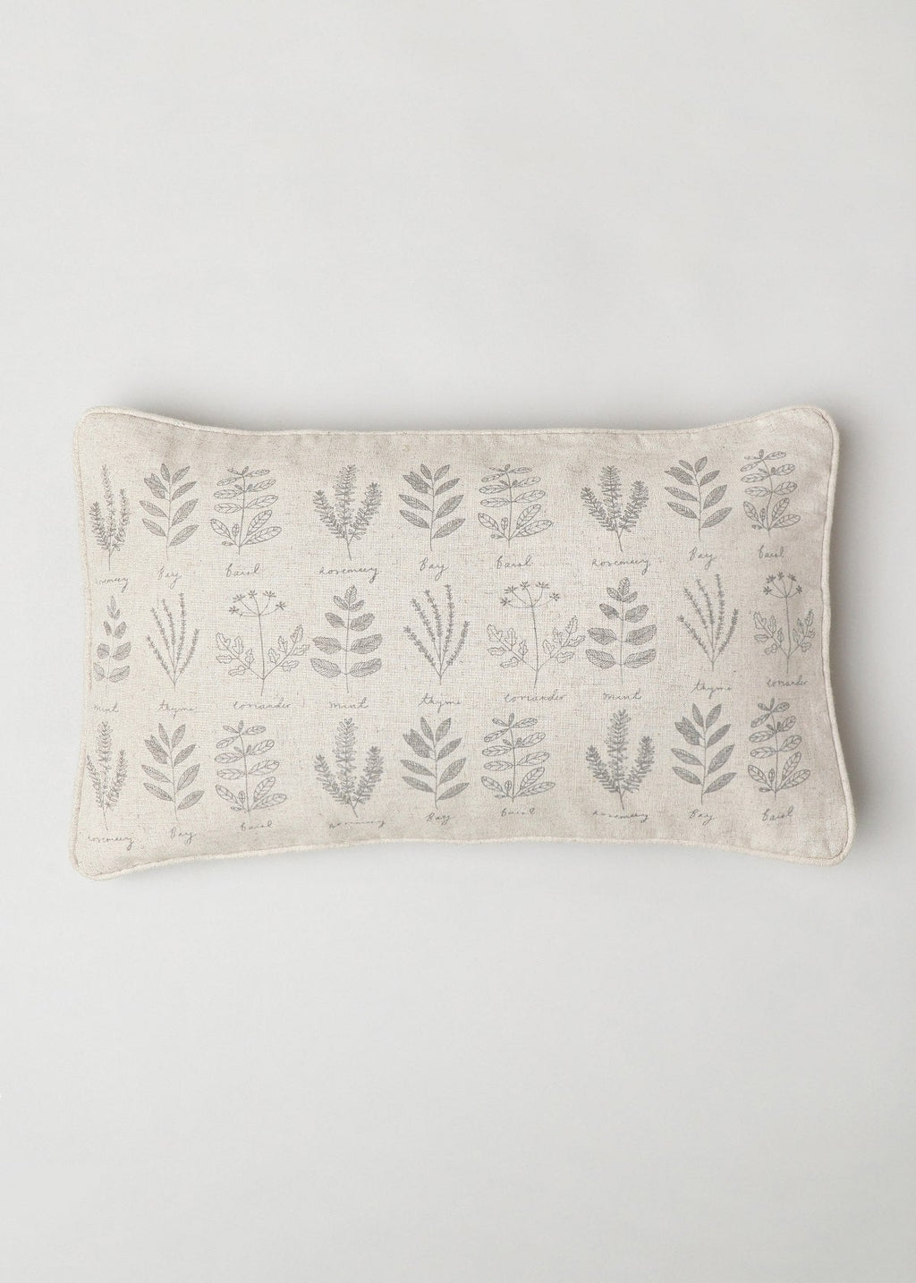 Vintage Herbs floral prints with lace Linen cotton cushion cover for sofa - Beige