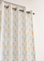 Wild Bouquet floral printed 100% cotton curtain for Living room & bed room - Room darkening - Corn Yellow - Single Panel