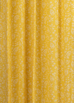 Yellow Daisy floral printed 100% cotton curtain for kids room, living room & bed room - Room darkening - Single Panel