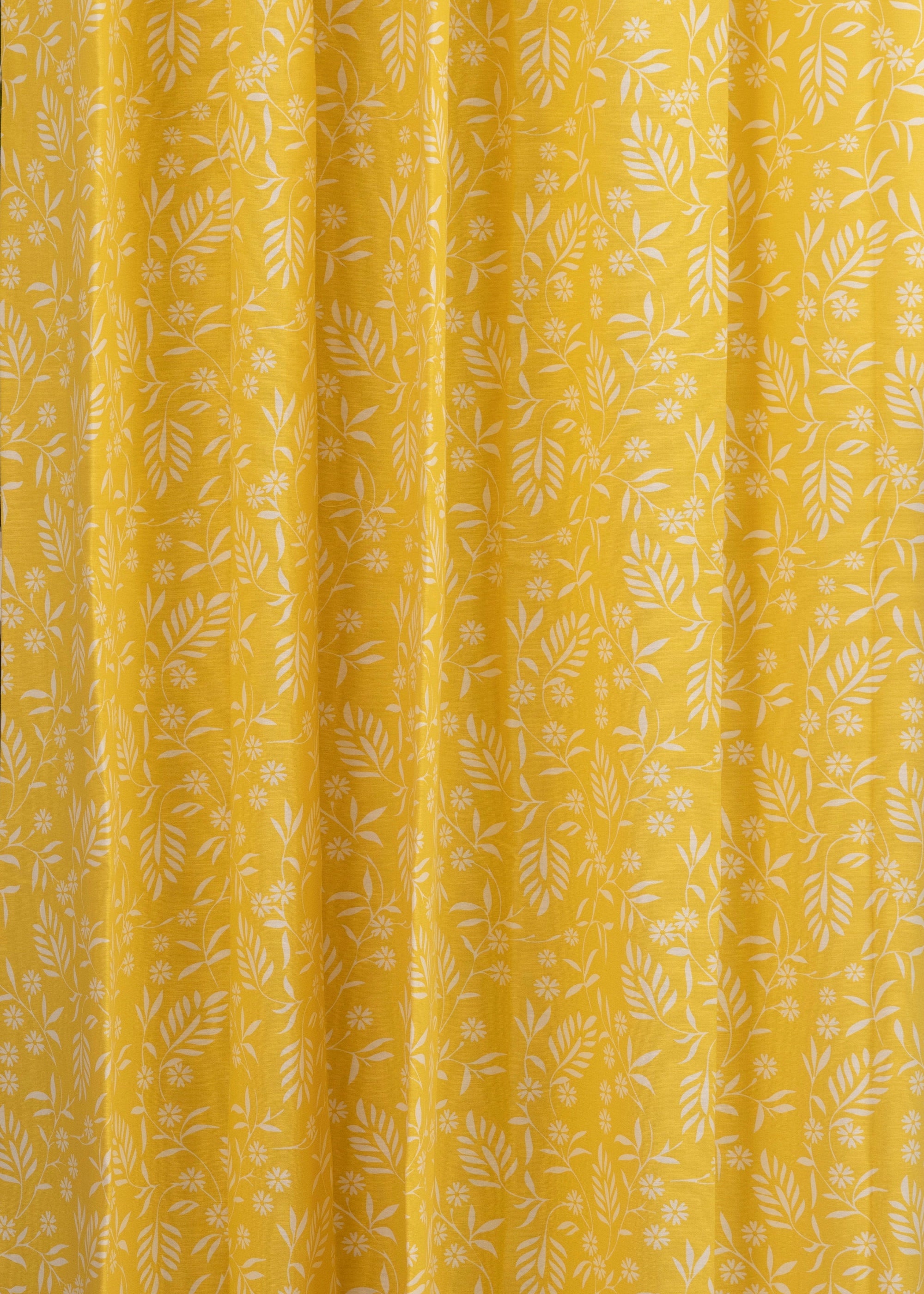 Yellow Daisy floral printed 100% cotton curtain for kids room, living room & bed room - Room darkening - Single Panel
