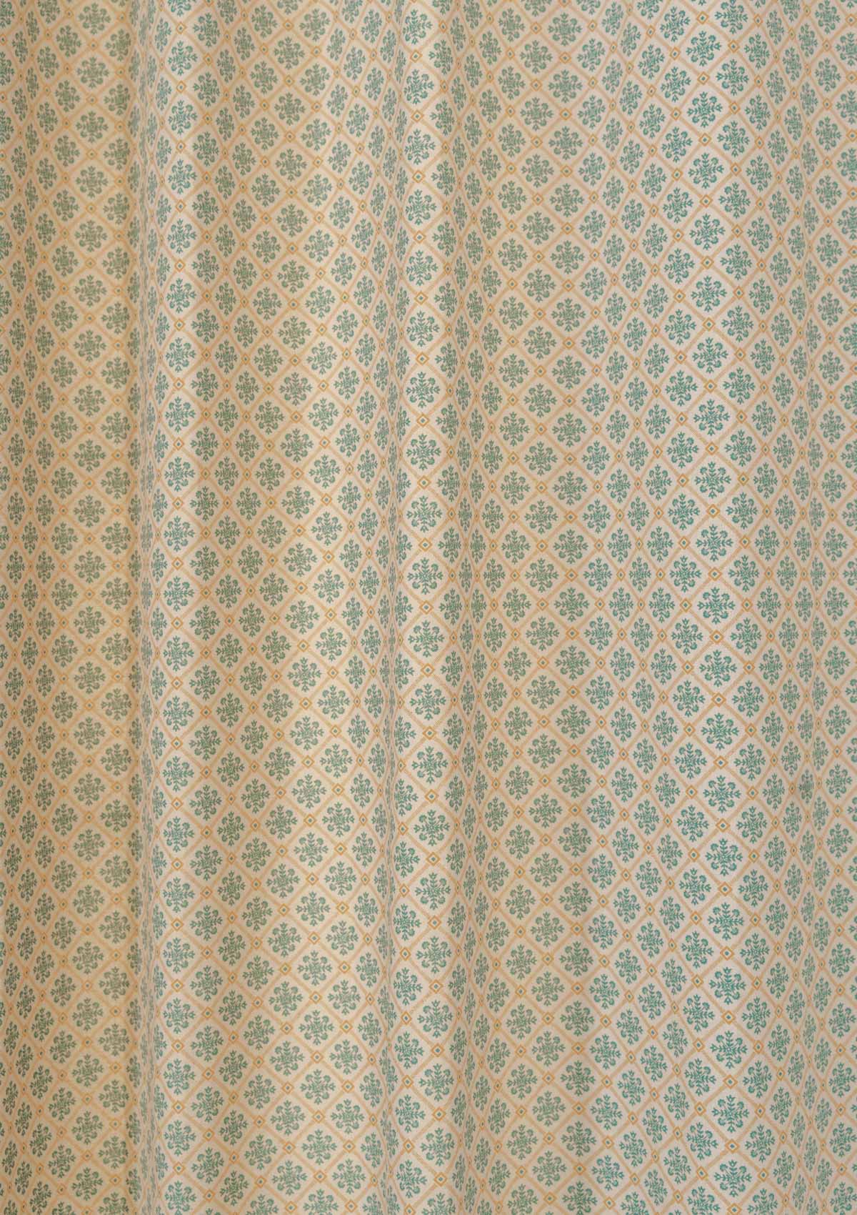 Yura 100% cotton geometric customisable curtain for living room - Room darkening - Aqua blue