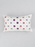 Dainty dots embroidered 100% cotton cushion cover for sofa - Lavender, Yellow - 12x20