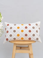 Dainty dots embroidered 100% cotton cushion cover for sofa - Lavender, Yellow - 12x20