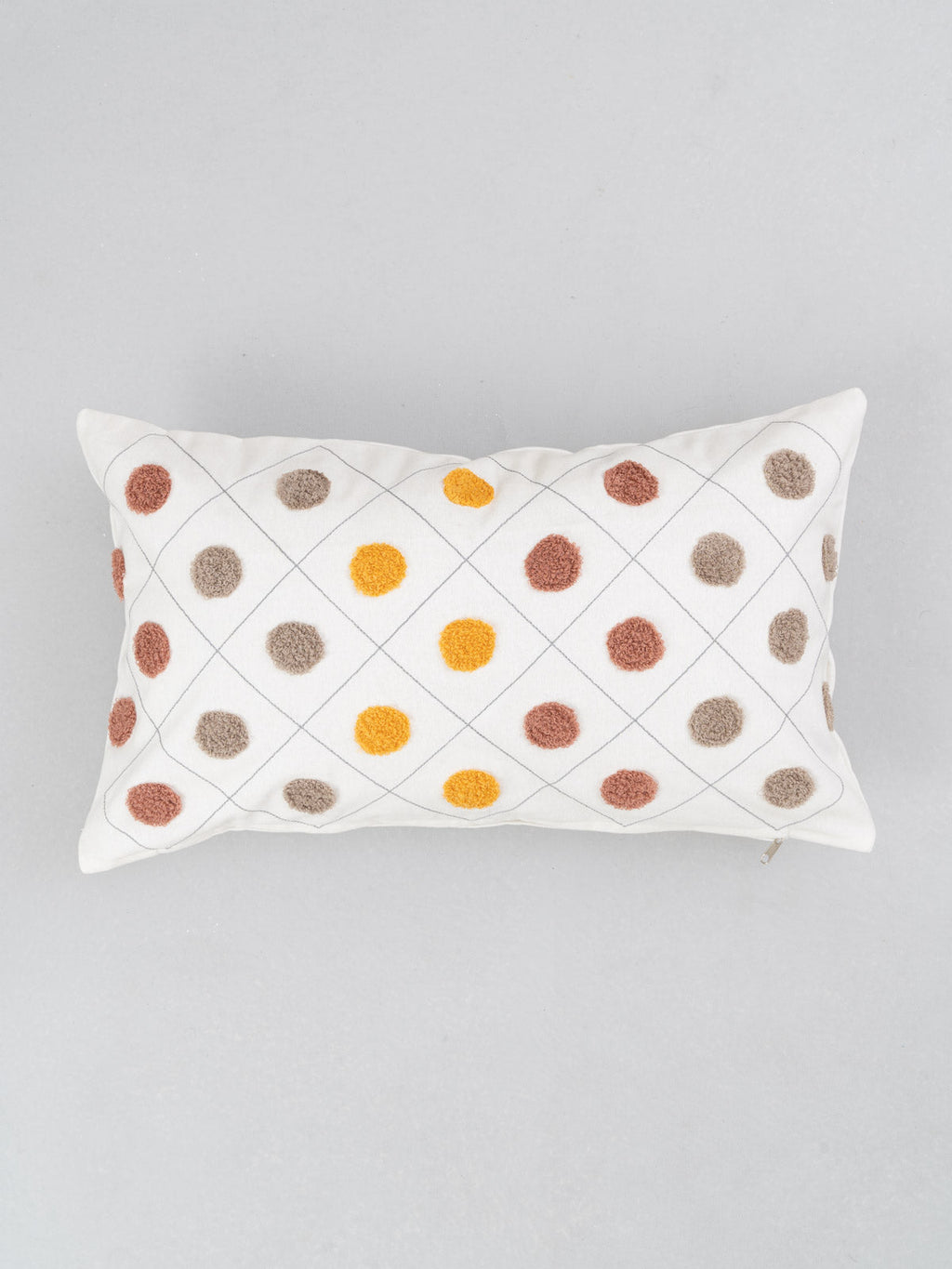 Dainty dots embroidered 100% cotton cushion cover for sofa - Lavender, Yellow - 12x20