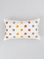 Dainty dots embroidered 100% cotton cushion cover for sofa - Lavender, Yellow - 12x20