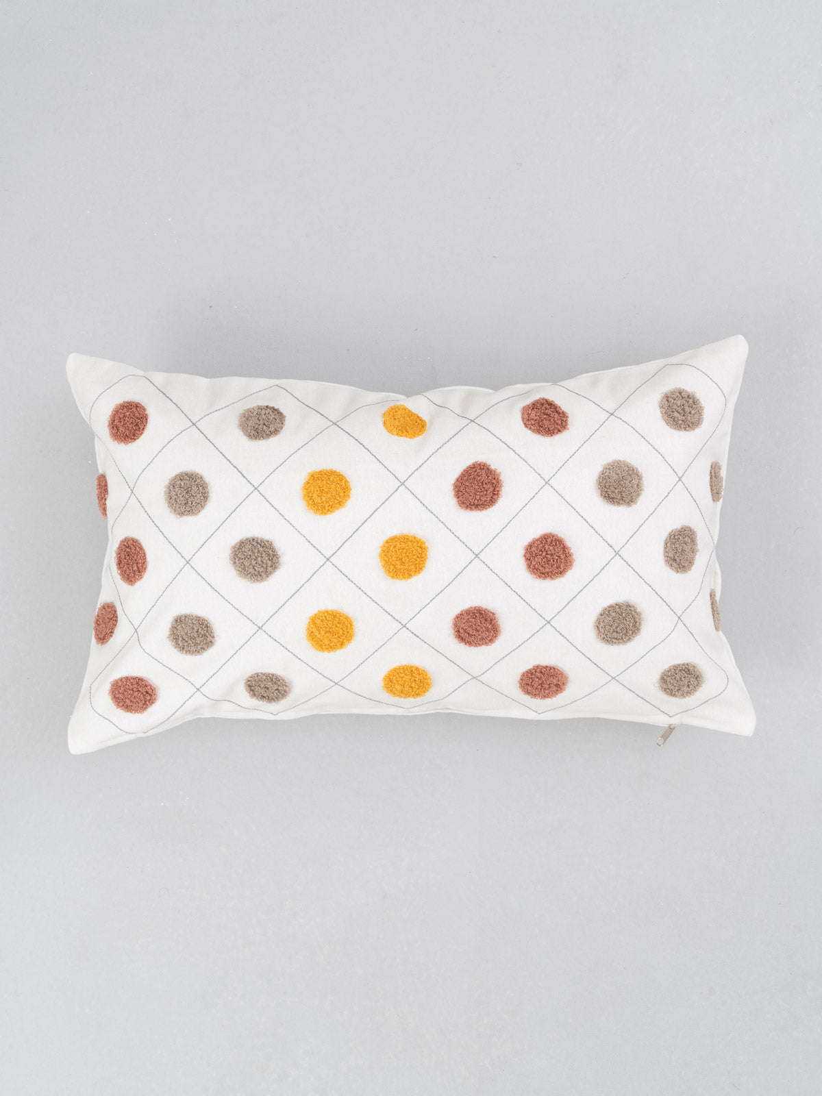 Dainty dots embroidered 100% cotton cushion cover for sofa - Lavender, Yellow - 12x20