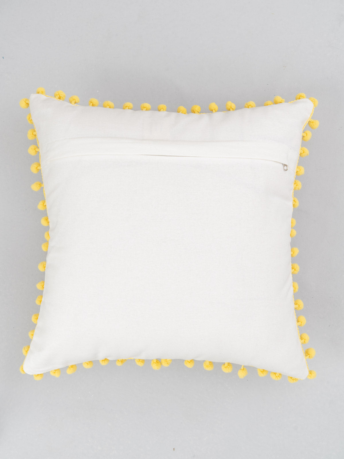 Dancing Dandelion embroidered cotton cushion cover with tassels for sofa - Yellow