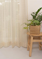 Dew minimal design 100% Cotton Sheer curtain for Living room & bedroom - Light filtering - Cream - Single Panel