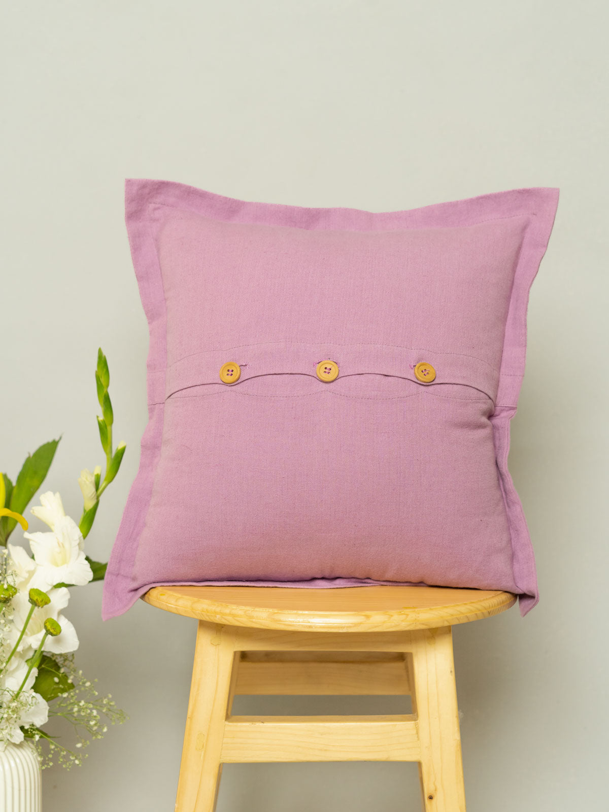 Solid 100% cotton plain cushion cover for sofa - Lavender