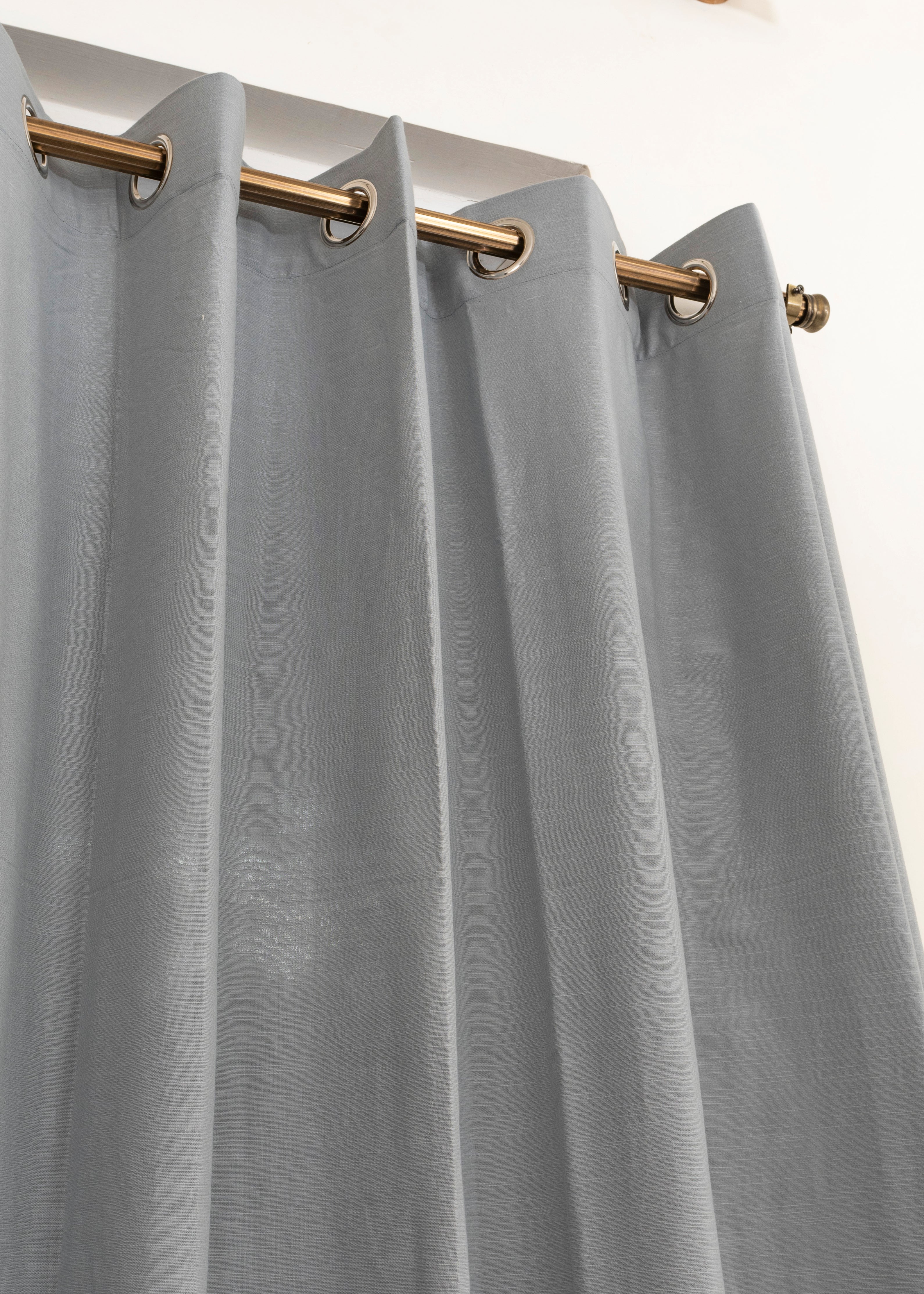 Solid Ultimate grey 100% Customizable Cotton plain curtain for bedroom - Room darkening