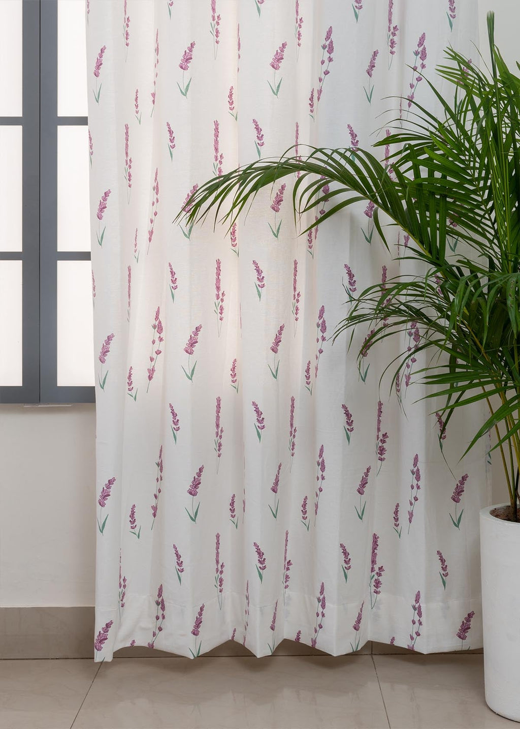 Fields of Lavender floral prints 100% cotton curtain for living room - Room darkening - Lavender - Single Panel