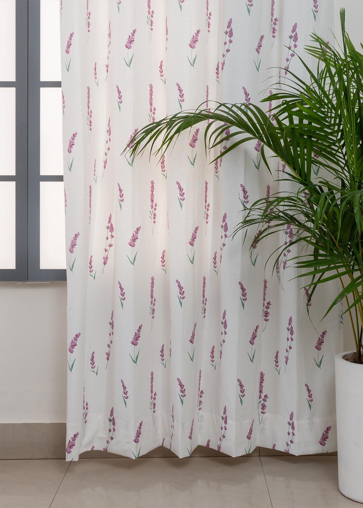 Fields of Lavender floral prints 100% cotton curtain for living room - Room darkening - Lavender - Single Panel