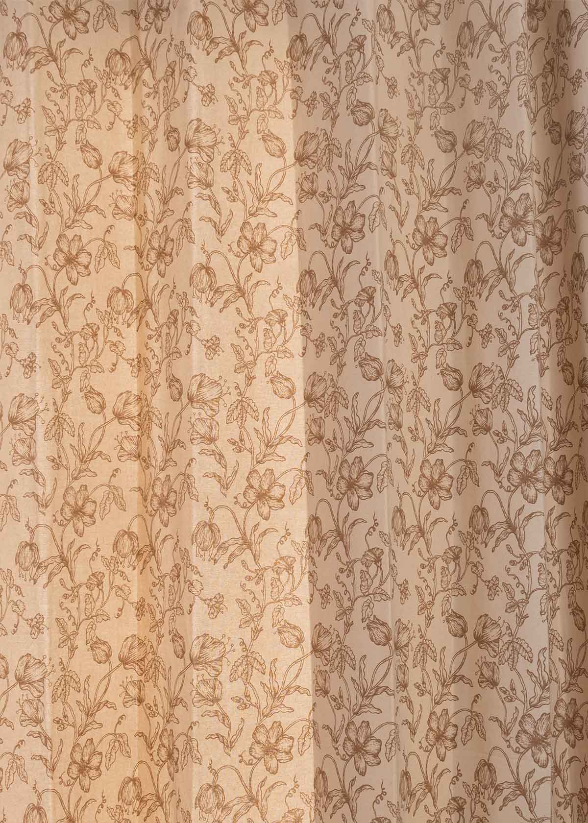 French Farmhouse floral print 100% cotton curtain for Living room & Bed Room - Room darkening - Beige & Blue - Single Panel