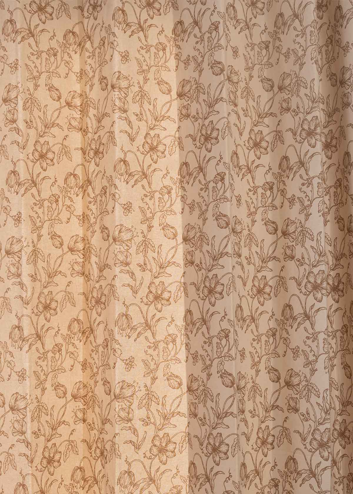 French Farmhouse floral print 100% cotton curtain for Living room & Bed Room - Room darkening - Beige & Blue - Single Panel