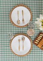 Gingham checks geometric prints 100% cotton table cloth for 4 seater, 6 seater, 8 seater for dining table- Sage Green