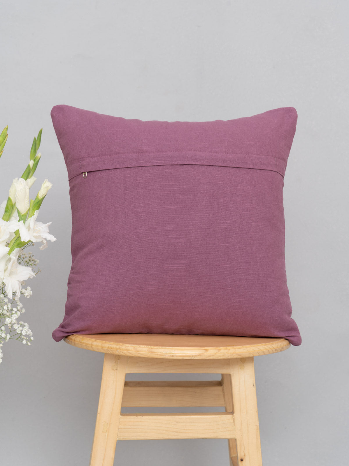Quilted solid color 100% cotton cushion cover for Living Room - Grape, Wine Red