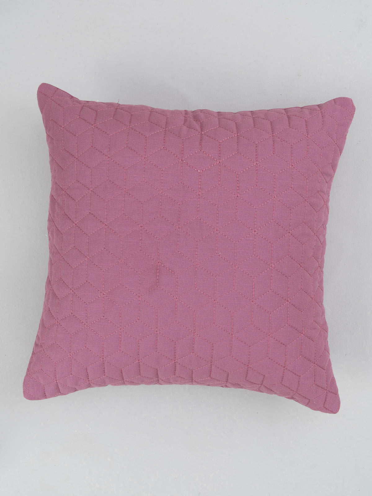 Quilted solid 100% cotton plain cushion cover for sofa - Grape