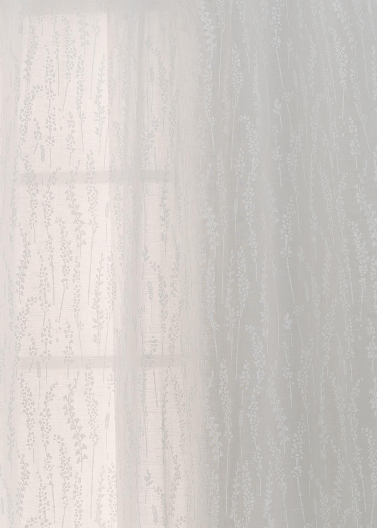 Grass fileds floral prints 100% cotton sheer curtain for Living Room -  Light filtering - White, Blue - Single Panel