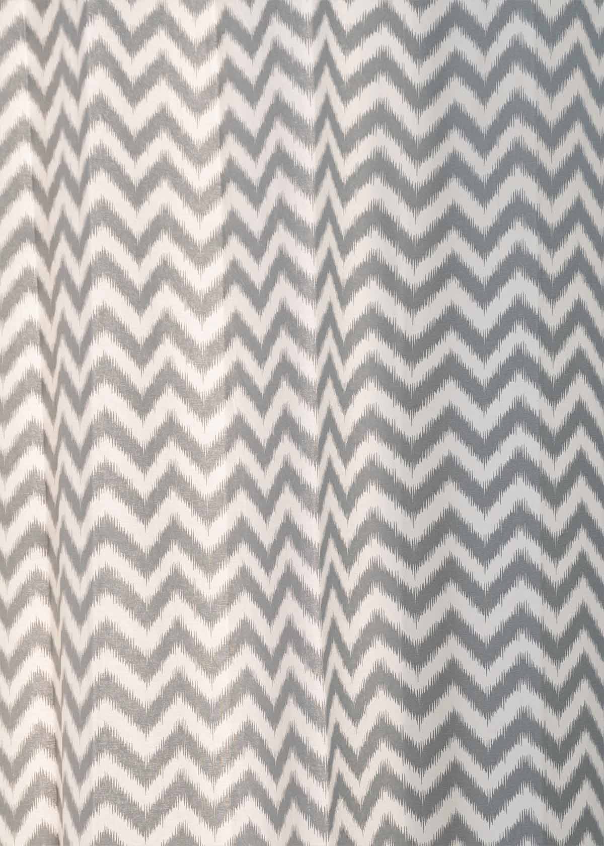 Ikat Chevron geometric prints 100% cotton curtain for Living Room & Bed Room - Room darkening - Grey, Yellow, Nile Blue - Single Panel