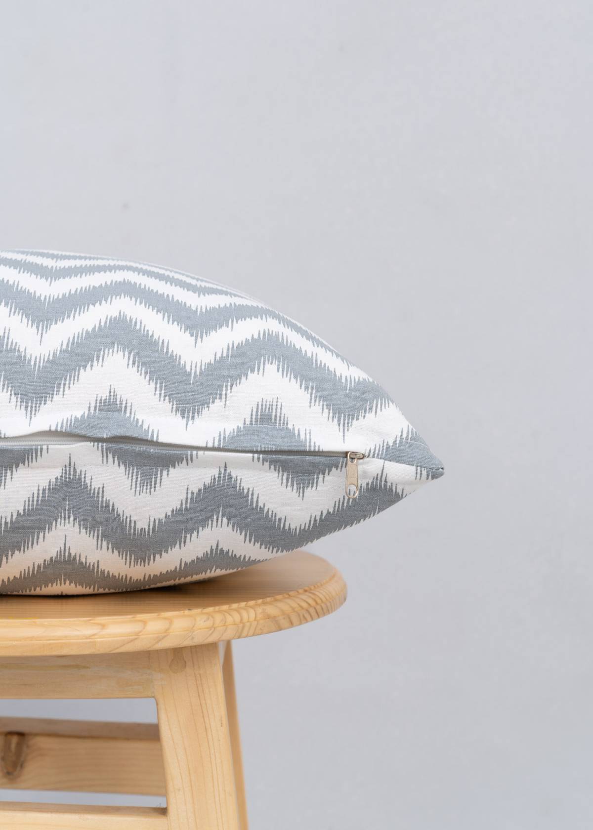 Ikat Chevron Geometric prints 100% cotton cushion cover for sofa - Grey, Nile Blue, Yellow