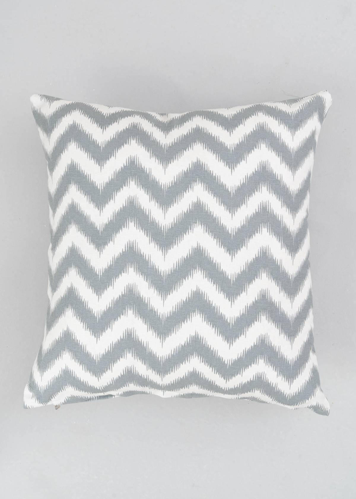 Ikat Chevron 100% cotton geometric cushion cover for sofa - Grey