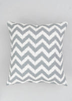 Ikat Chevron Geometric prints 100% cotton cushion cover for sofa - Grey, Nile Blue, Yellow
