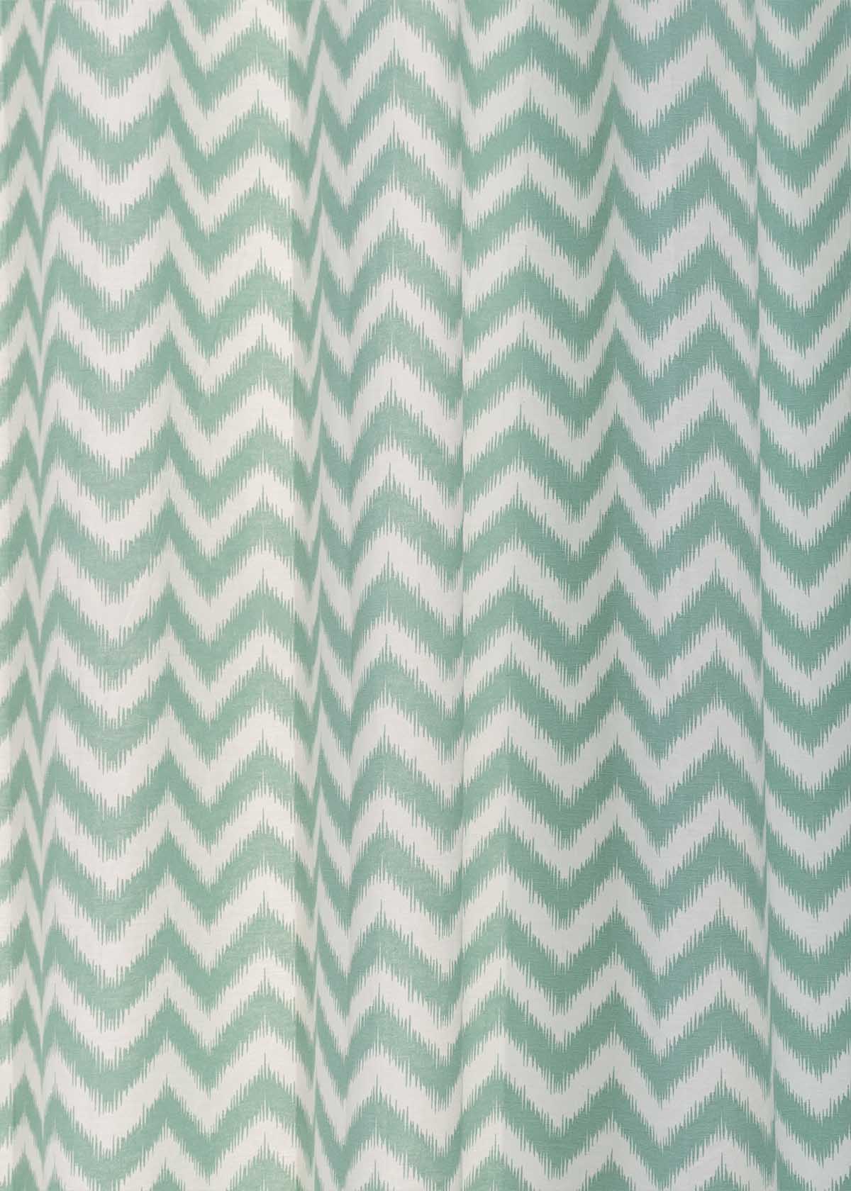 Ikat Chevron 100% Customizable Cotton geometric curtain for living room - Room darkening - Nile Blue