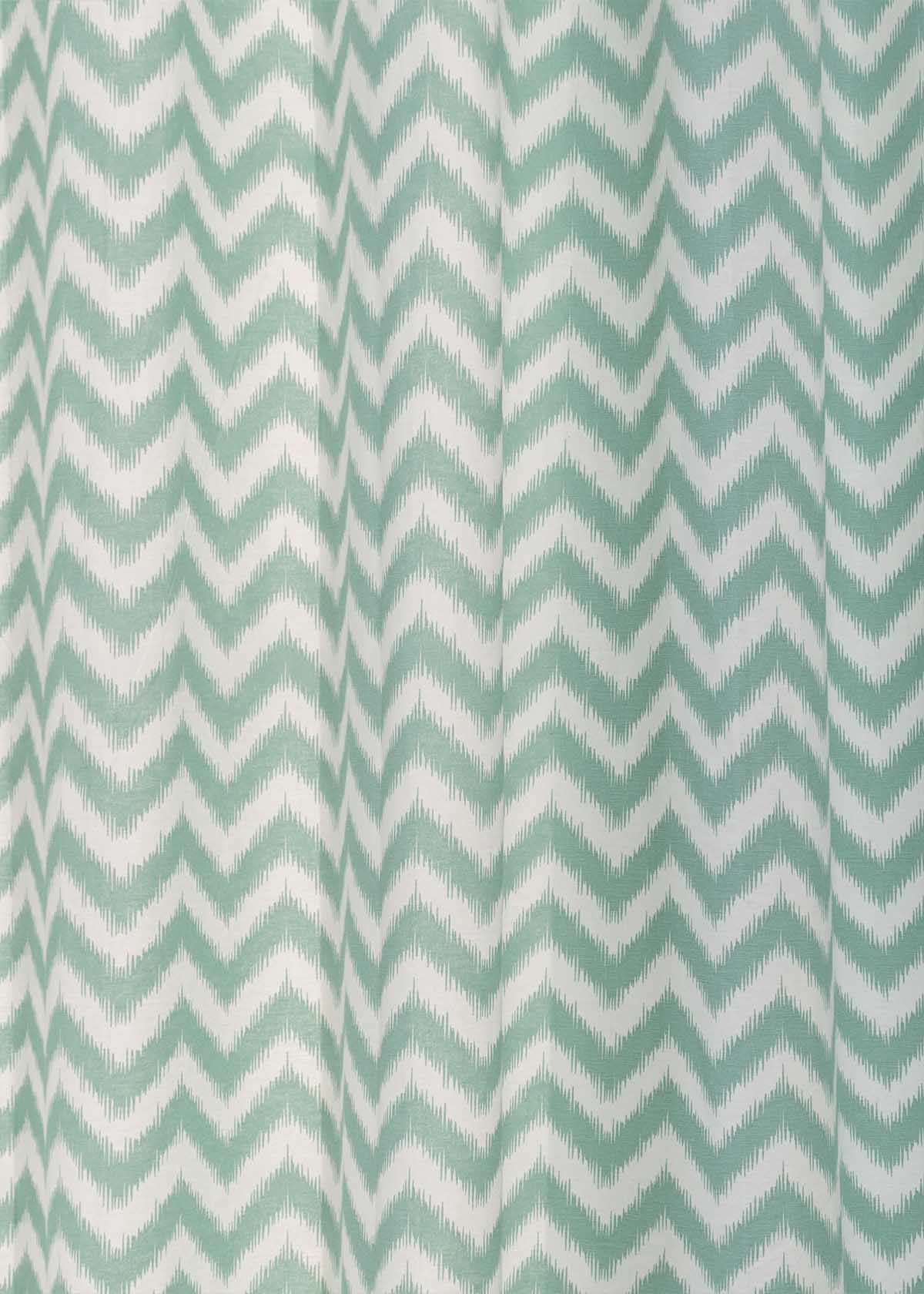 Ikat Chevron geometric prints 100% cotton curtain for Living Room & Bed Room - Room darkening - Grey, Yellow, Nile Blue - Single Panel