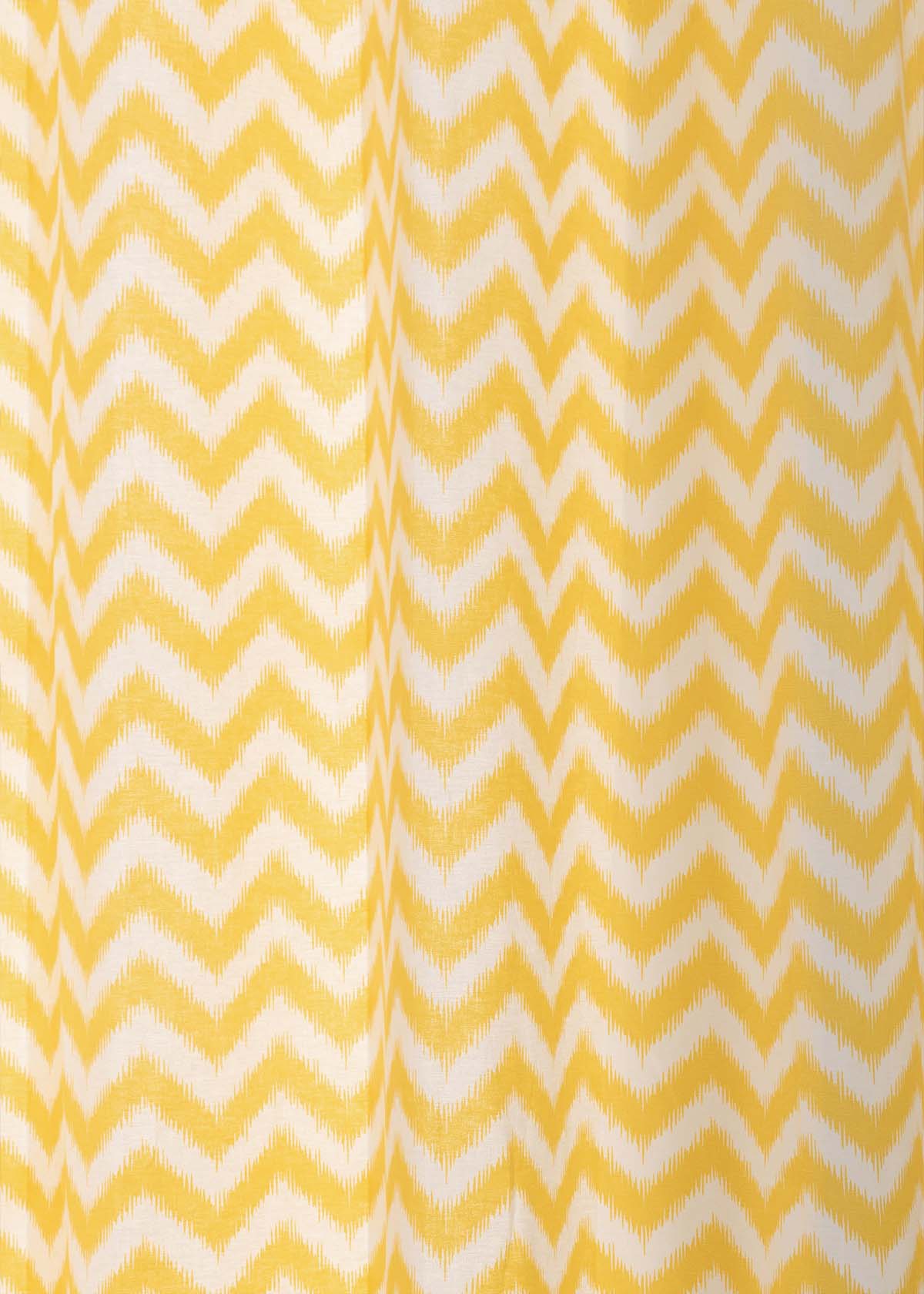 Ikat Chevron 100% Customizable Cotton geometric curtain for living room - Room darkening - Yellow