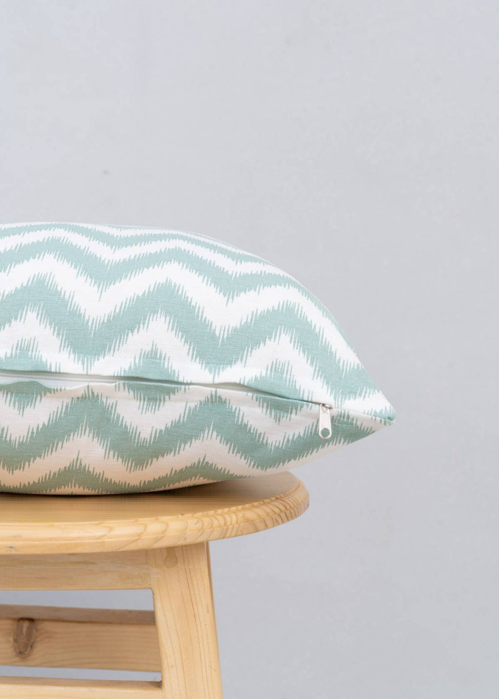 Ikat Chevron Geometric prints 100% cotton cushion cover for sofa - Grey, Nile Blue, Yellow