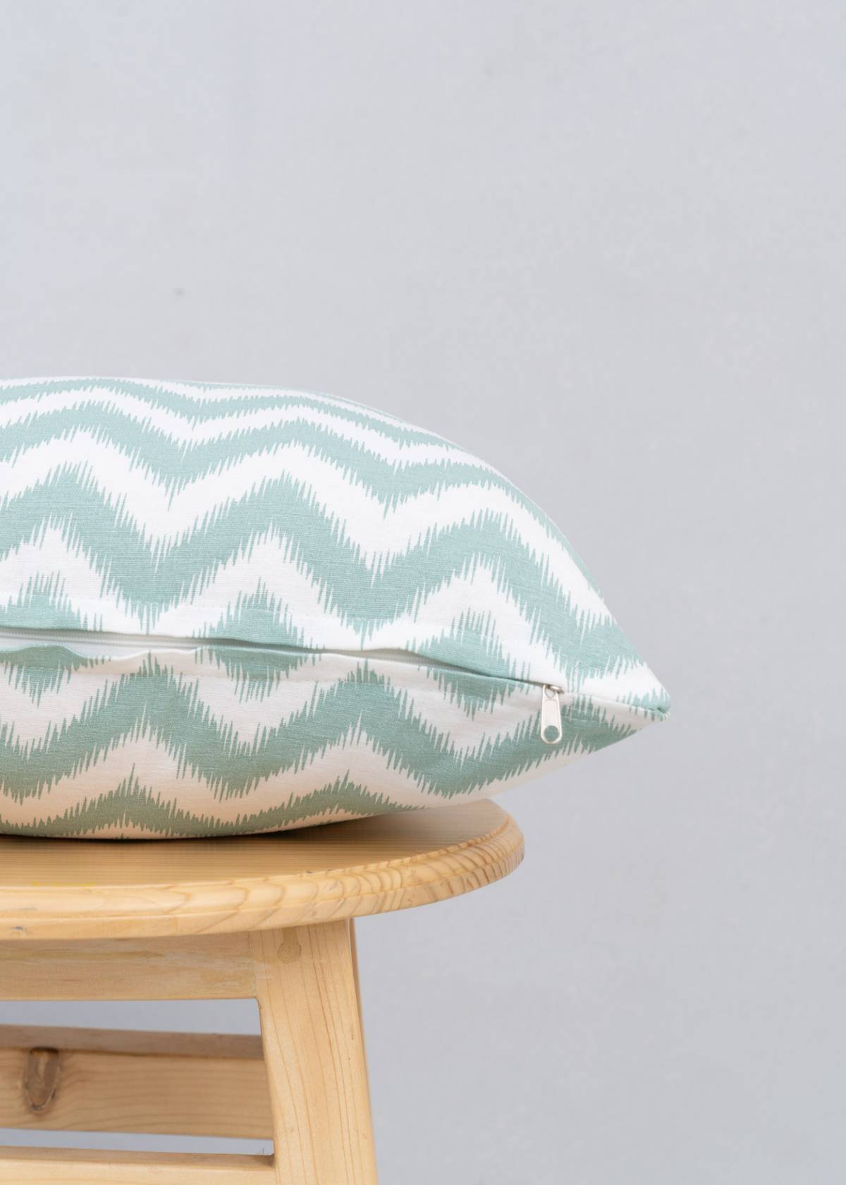 Ikat Chevron 100% cotton geometric cushion cover for sofa - Nile Blue