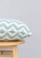 Ikat Chevron Geometric prints 100% cotton cushion cover for sofa - Grey, Nile Blue, Yellow