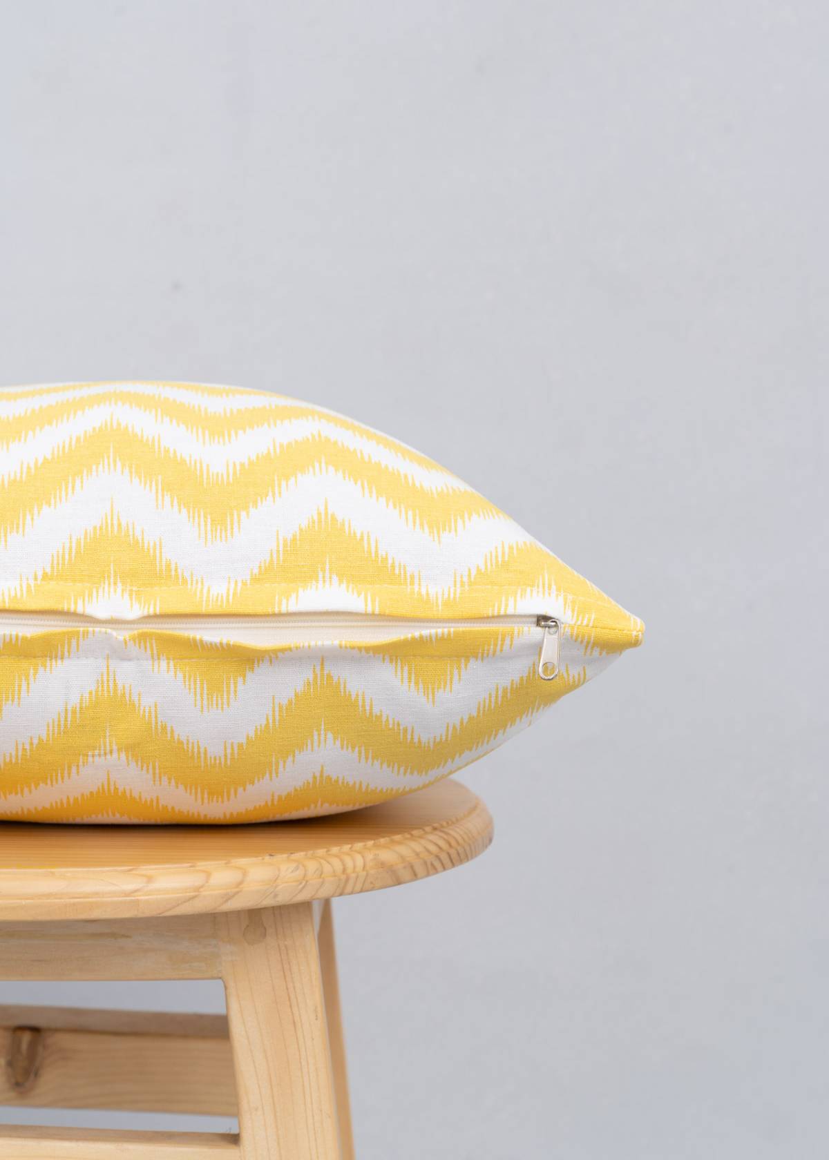 Ikat Chevron Geometric prints 100% cotton cushion cover for sofa - Grey, Nile Blue, Yellow