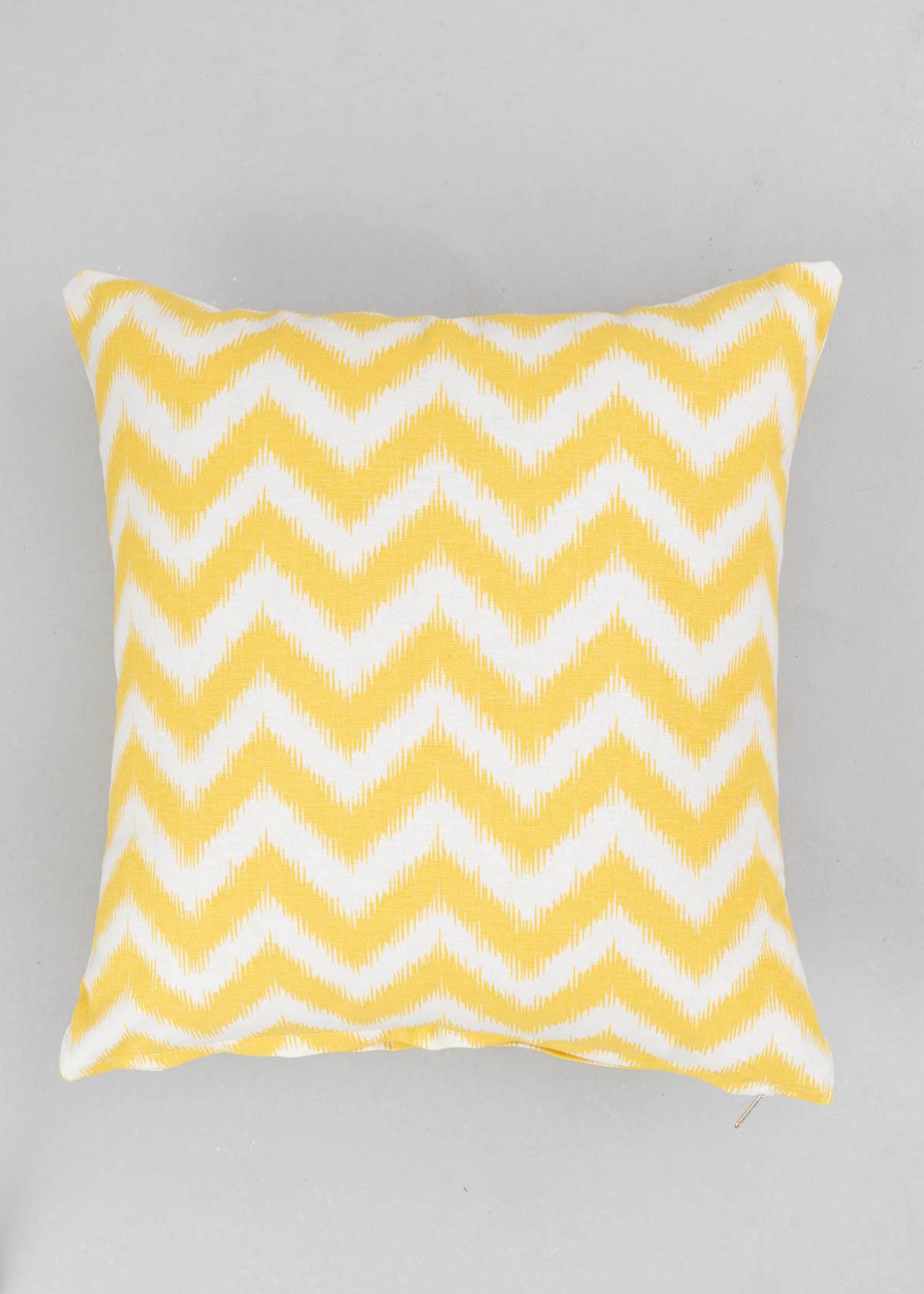 Ikat Chevron 100% cotton geometric cushion cover for sofa - Yellow