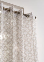 Lattice geometric 100% cotton Sheer curtain for Living room & bedroom - Light filtering - Walnut Grey - Single panel