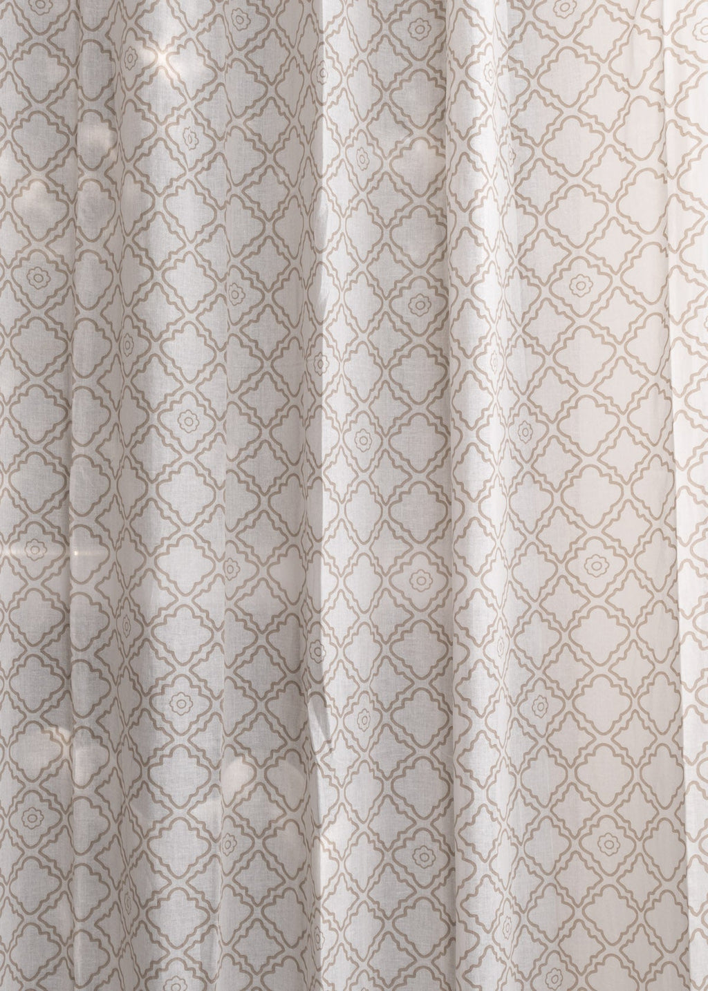 Lattice geometric 100% cotton Sheer curtain for Living room & bedroom - Light filtering - Walnut Grey - Single panel