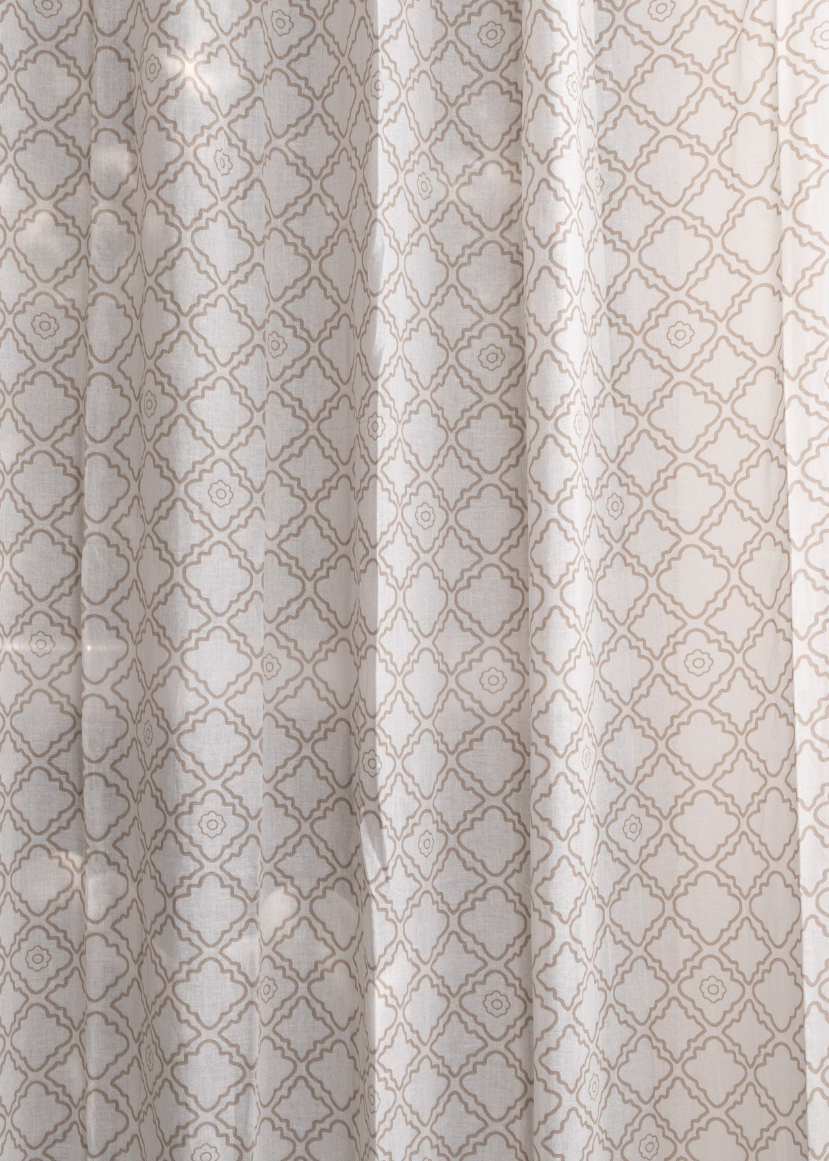 Lattice geometric 100% cotton Sheer curtain for Living room & bedroom - Light filtering - Walnut Grey - Single panel