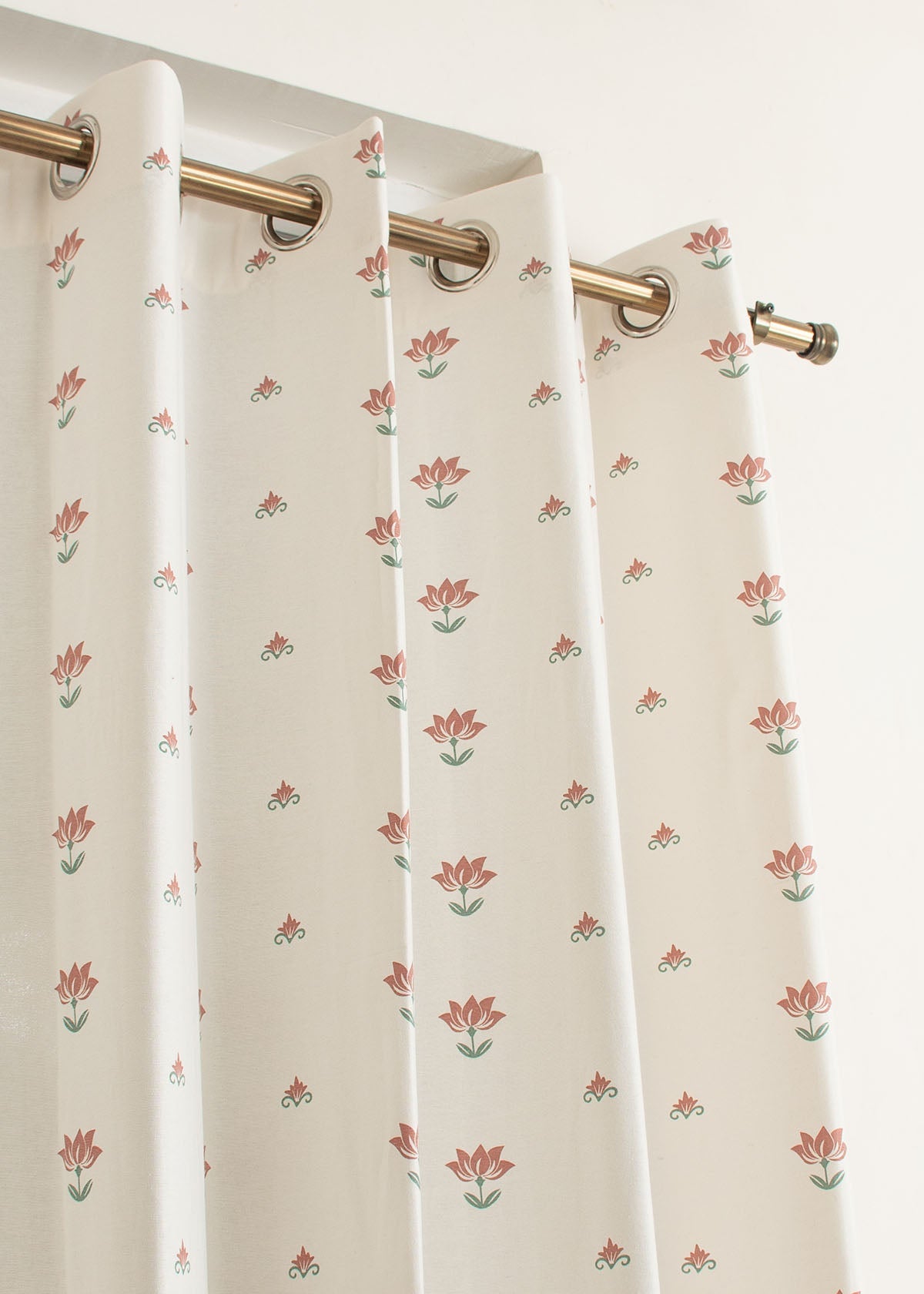 Lotus Pond minimal prints 100% cotton curtain for living room - Room darkening - Single panel
