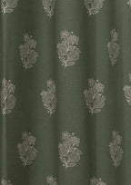 Malabar ethnic Printed 100% cotton curtain for living room & Bedroom - Room darkening - Pepper Green - Single Panel